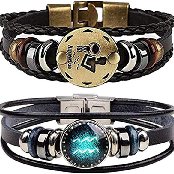 New  Constellation Braided Rope Bracelet - Punk Alloy Leather Bracelet - Picture 1 of 14